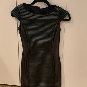 Jay Godfrey Vegan Leather Dress with Mesh Inset